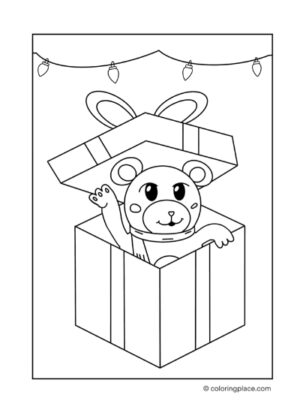 Teddybär in Geschenkbox Malvorlage