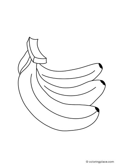 coloring page of three good looking bananas