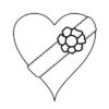 Zeichnung eines Herzens mit einer Blumen-Schlaufe