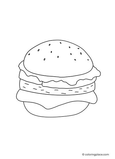 tasty cheeseburger with lettuce as a printable coloring page