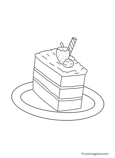 drawing of a strawberry cake on a plate