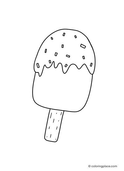 coloring page of a popsicle with sprinkles