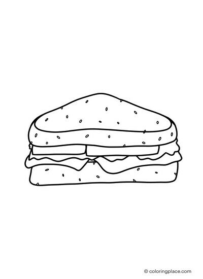 printable coloring page of a ham and cheese sandwich