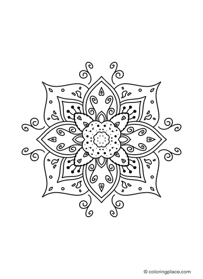 Mandala zum Ausdrucken mit botanischen Blumenelementen