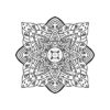 Ausmalbild eines Mandalas mit vielen geometrischen Formen