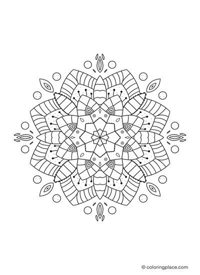 Malvorlage eines Mandalas mit sternförmigen Motiven zum Zeichnen