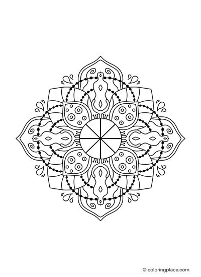 Abstract Mandala coloring page drawing