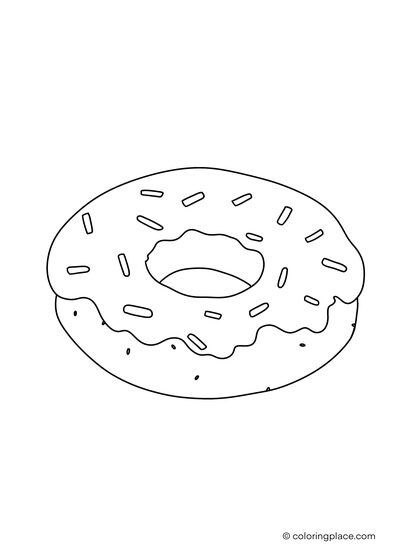Donut with sprinkles as a coloring page