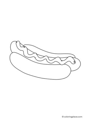 Hot Dog mit Senf als Ausmalbild