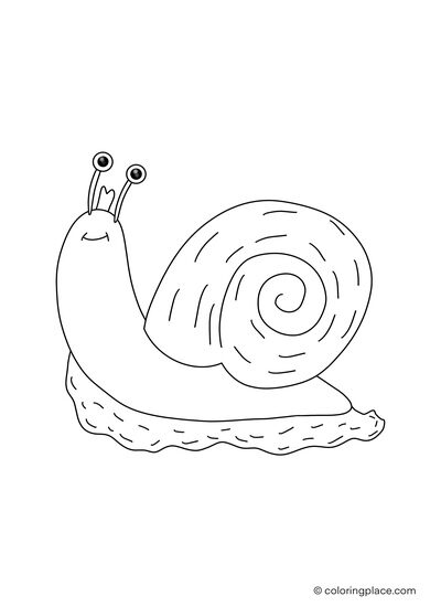 Drawing of a smiling snail for coloring