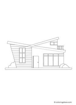 a modern Architect house coloring page