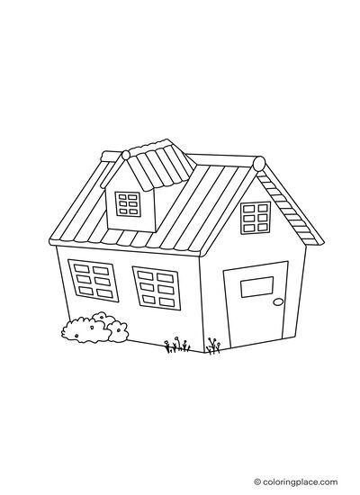 Cozy cottage coloring sheet