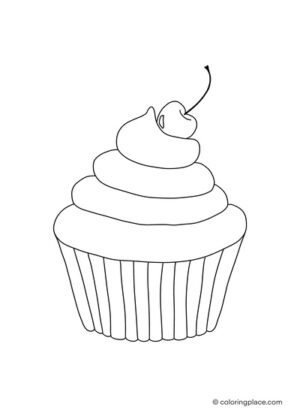 Cupcake mit Kirsche als Malvorlage