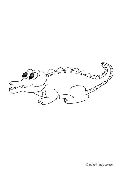 cute crocodile coloring page for drawing
