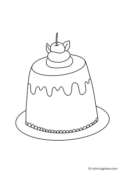 coloring page of jello pudding on a plate