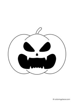 printable halloween coloring page of a scary carved pumpkin