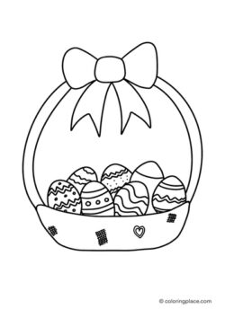Basket with Easter Eggs coloring page