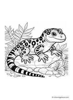 Lizard on a stone coloring page