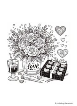 Valentine’s Day gifts coloring page