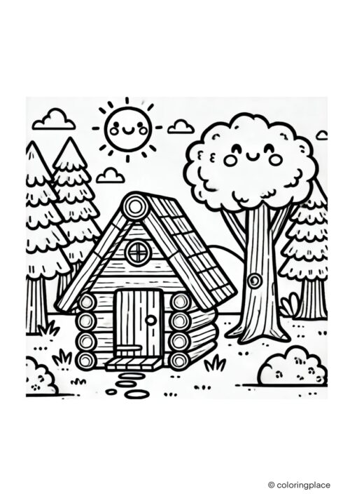 Blockhütte im Wald