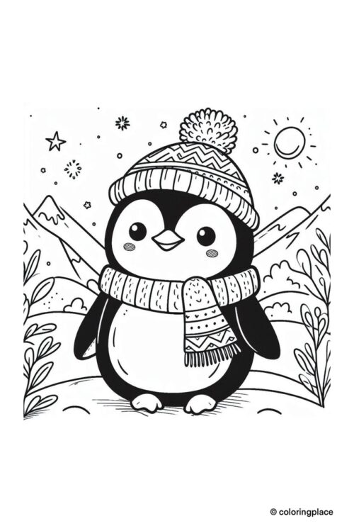 Pinguin mit Strickmütze