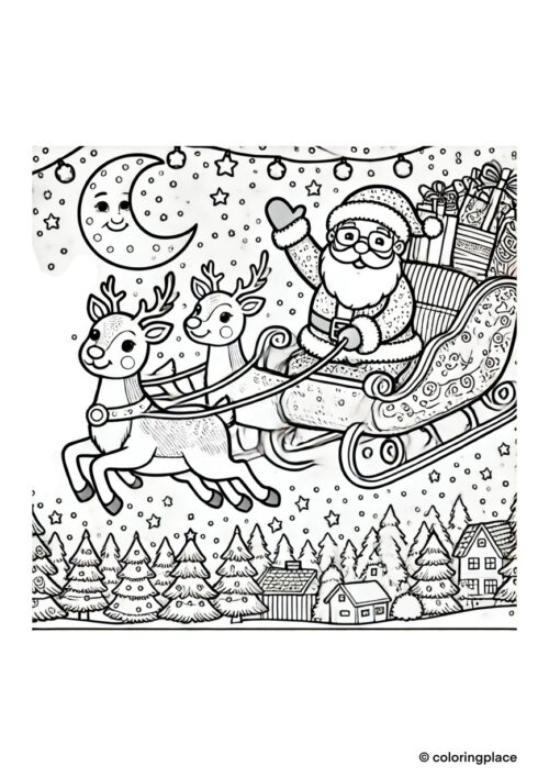 Weihnachtsmann im Rentierschlitten