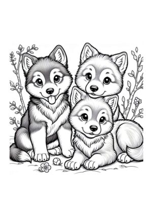 Niedliche Wolfswelpen Malvorlage