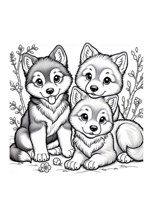 Niedliche Wolfswelpen Malvorlage