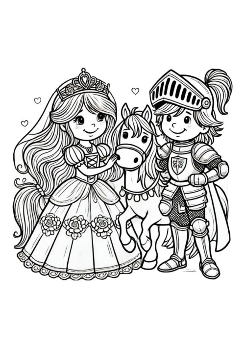 Schöne Prinzessin mit ihrem Ritter
