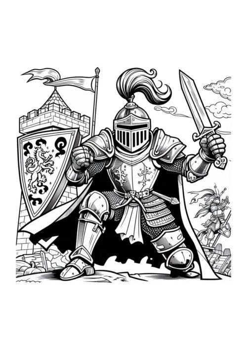 Ritter in Kampfhaltung