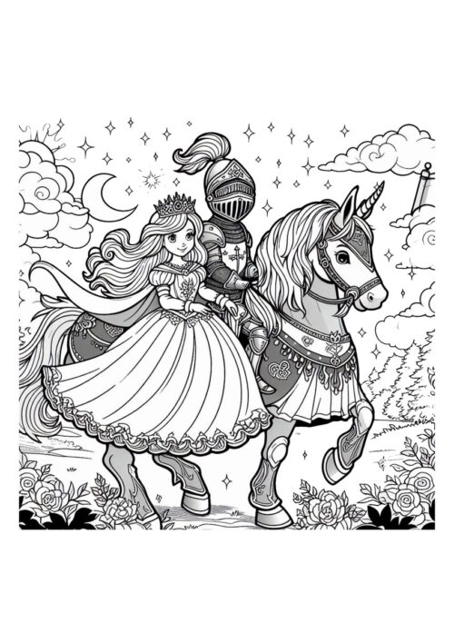 Ritter und Prinzessin zu Pferde