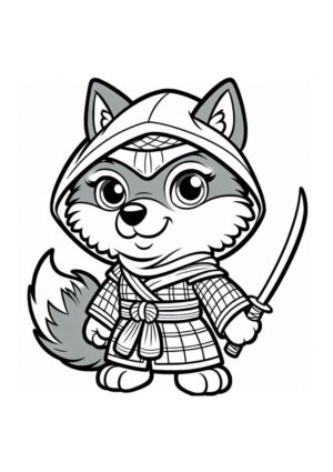 Süßer Ninja Wolf im Comic-Look