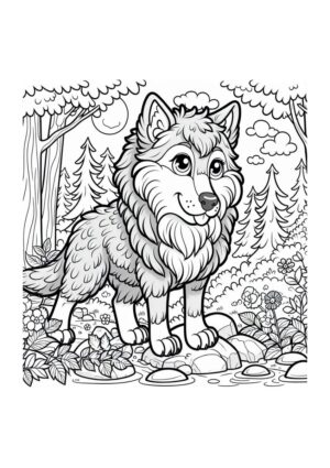 Süßer Wolf am Fluss