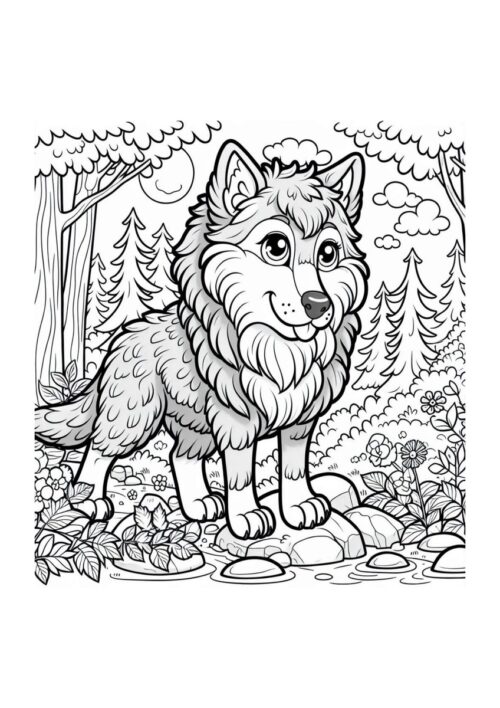 Süßer Wolf am Fluss