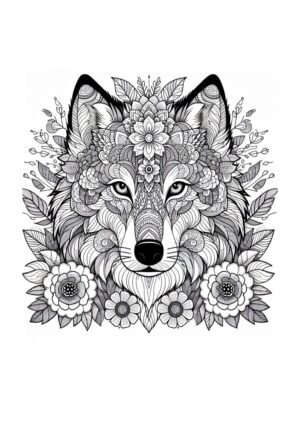 Wolf Tattoo Blumen-Design