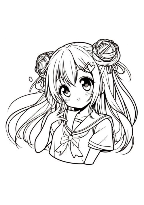 Anime Girl mit schöner Frisur