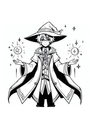 Anime Magier Ausmalbild zum Drucken