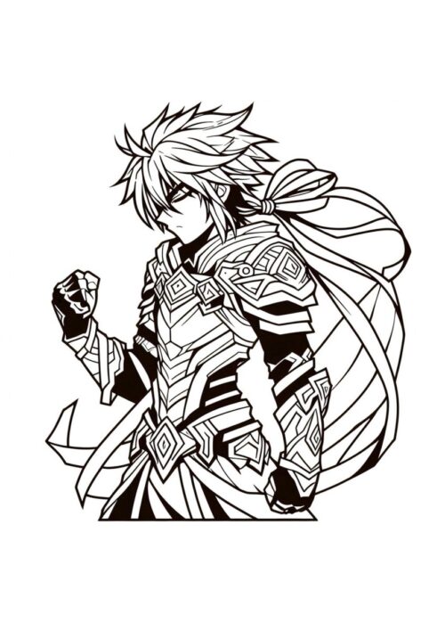 Dunkler Anime Held - Malvorlage