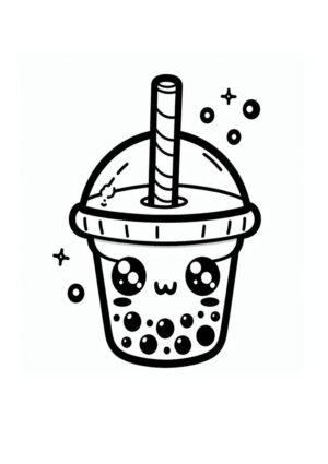 Schöne Kawaii Bubble Tea Malvorlage
