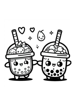 Süße Bubble Tea Malvorlage