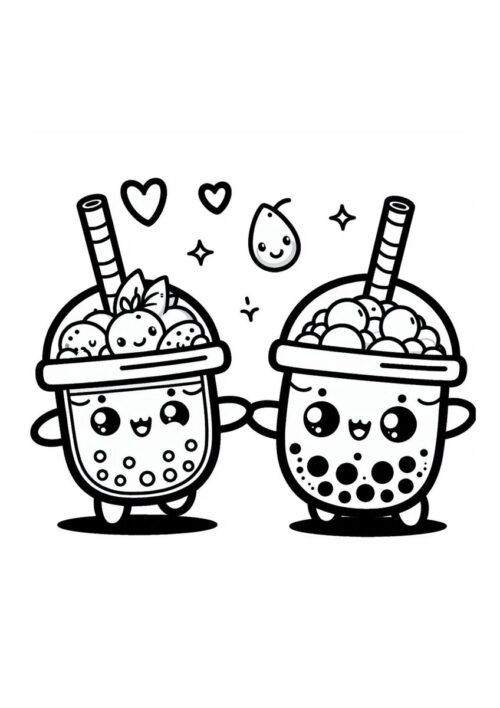 Süße Bubble Tea Malvorlage