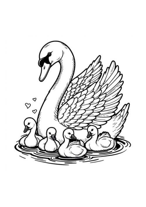 Schwan Mutter mit Küken