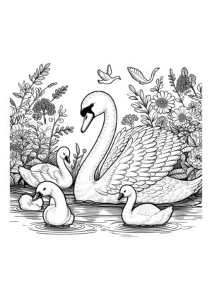 Schwanen Familie einem See