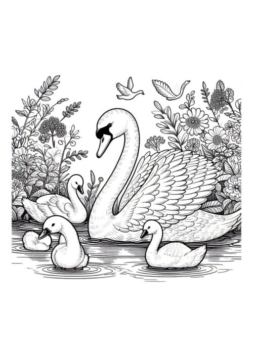 Schwanen Familie einem See