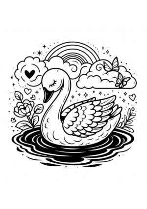 Schwimmender Schwan Ausmalbild zum Drucken