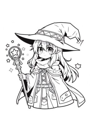 Süße Anime Magierin mit Hut