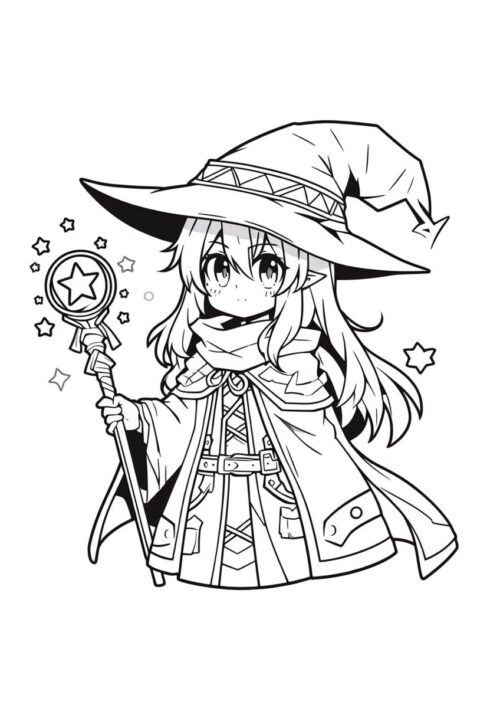Süße Anime Magierin mit Hut