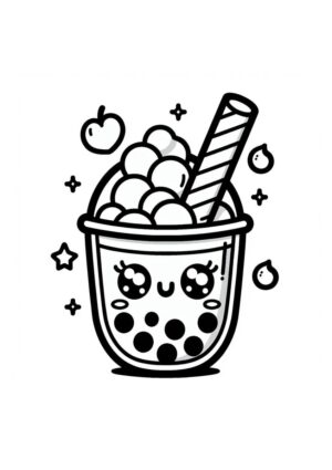 Niedliches Bubble Tea Ausmalbild