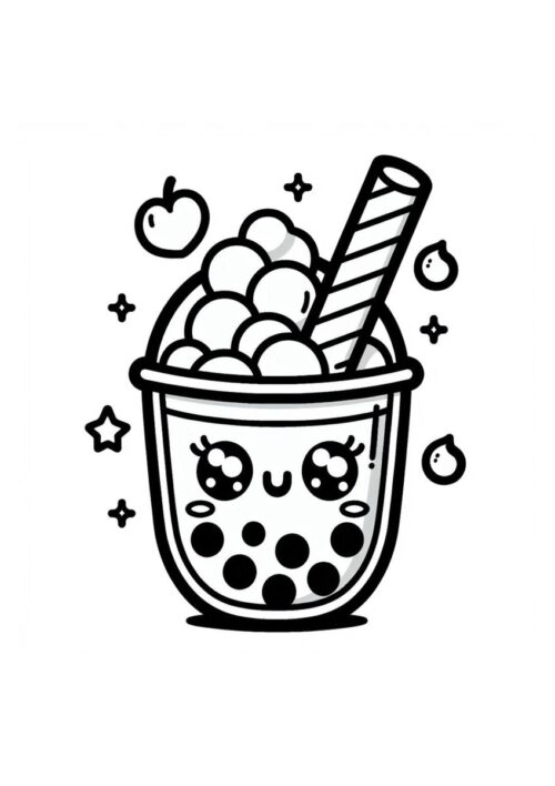 Niedliches Bubble Tea Ausmalbild