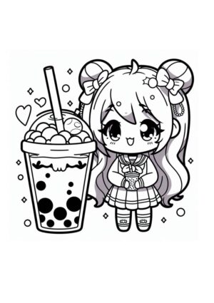 Süßes Mädchen mit großem Bubble Tea